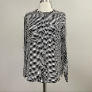 Equipment Femme All Silk Geometric Print Long Sleeve Button Front Blouse Shirt